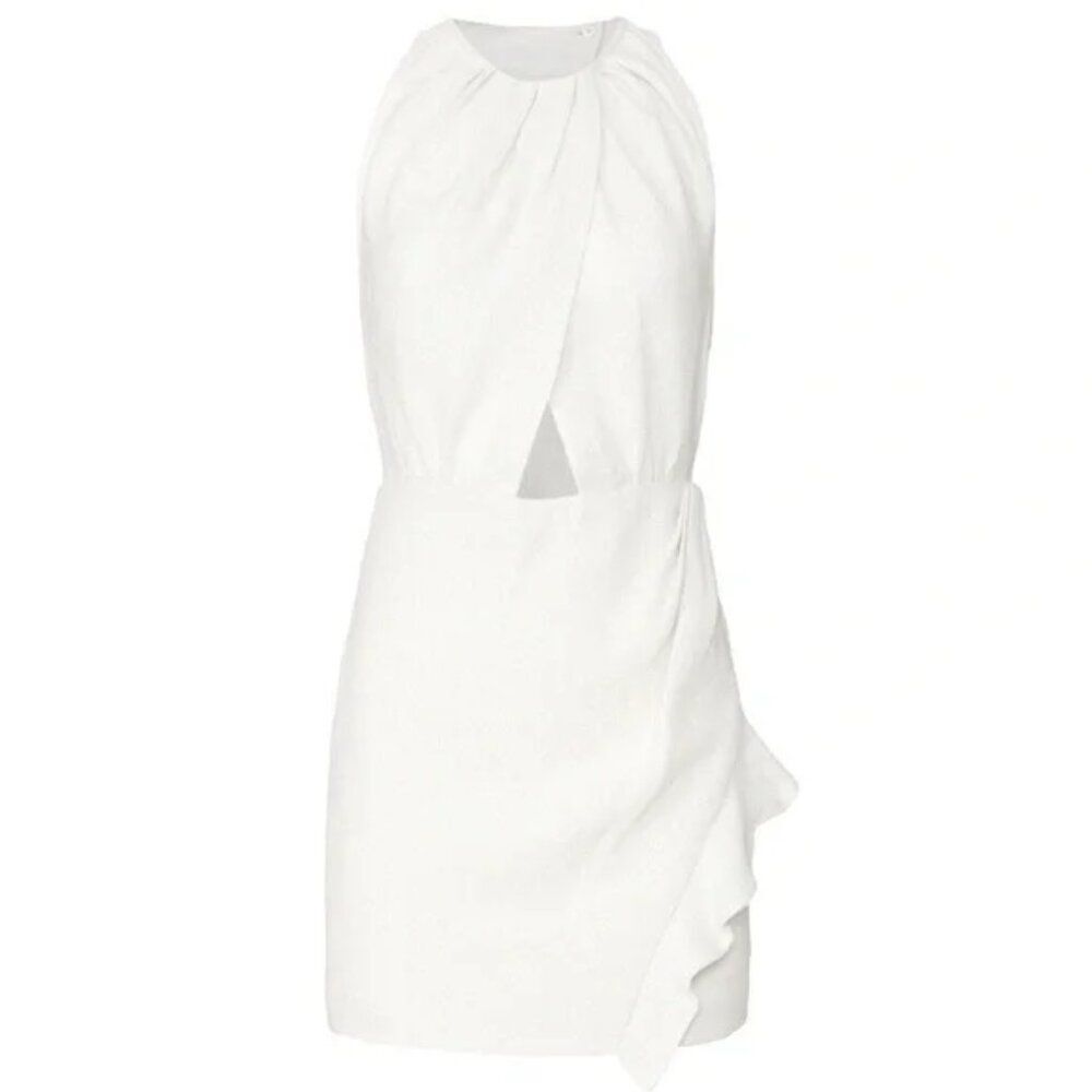 IRO Paris Yasmina Dress Ivory/silver Tweed Asymmetric Cutout Mini Wrap Sheath 10 - Picture 9 of 15